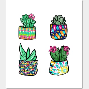 Colorful Cactus and Succulent Illustration Posters and Art